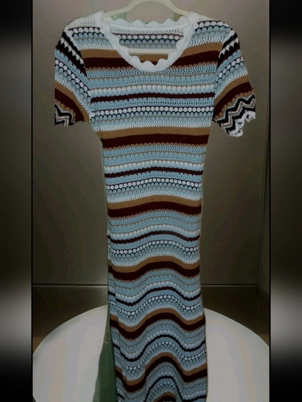 Zara Knit Sweater Dress, Long Dress Striped Print And Curvy Fit S - Picture 4 of 4